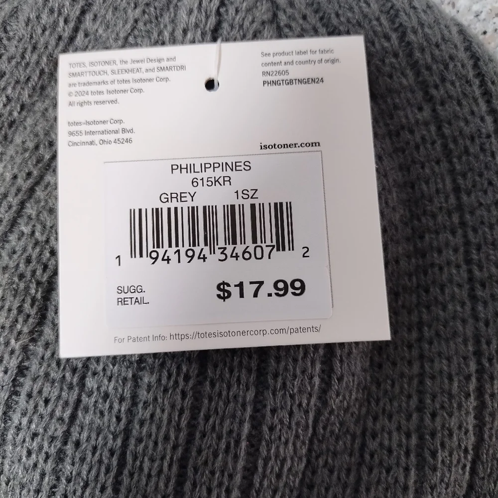 Isotoner Grey Beanie Winter Hat New w/ Tags